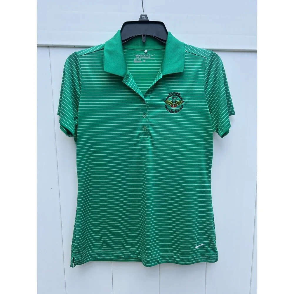 Nike Golf Women's Polo U.S Senior Amateur Logo Green Short Sleeve Dri-fit Sz M